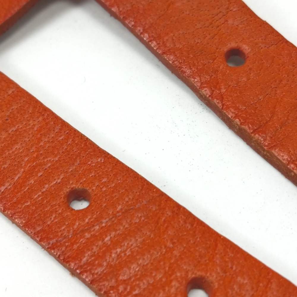 VIA SPIGA Burnt Orange Leather Belt Double Strap Gold Metal Buckles & St… - Picture 16 of 16